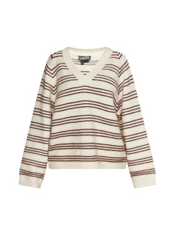 DreiMaster Damen Strickpullover in Wollweiss Dunkelrot