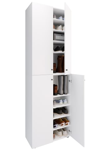 VCM  XL Holz Großer Schuhschrank Schuhkommode Lona 10 in Weiß