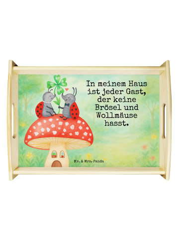 Mr. & Mrs. Panda Tablett Marienkäfer Fliegenpilz Design mit Spruch in Weiß
