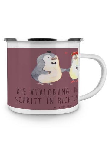 Mr. & Mrs. Panda Camping Emaille Tasse Verlobung Schritt mit Spruch in Kaffa Coffee