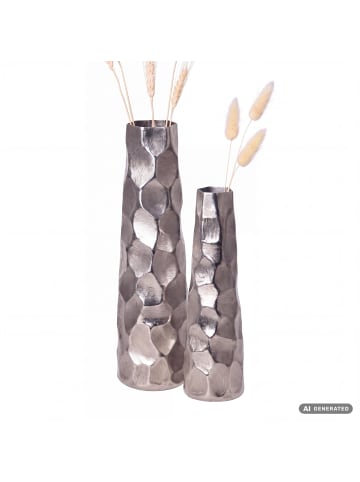FineBuy Vase in Silber / Aluminium / 15x15x15