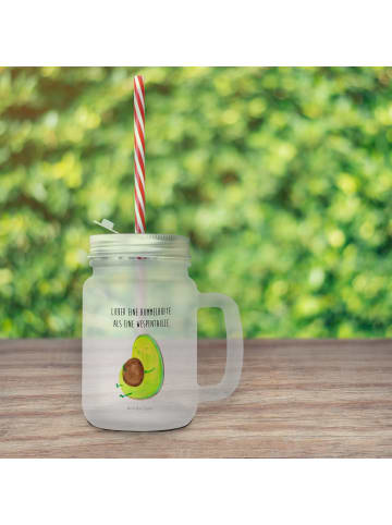 Mr. & Mrs. Panda Trinkglas Mason Jar Avocado Pfeifen mit Spruch in Transparent