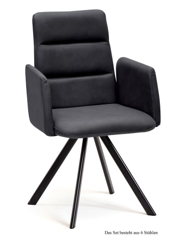 58 aufm Kessel ARMLEHNSTUHL (6er-Set) Deane 52x92x60 Schwarz/Anthrazit