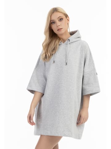 DreiMaster Damen Oversize Sweatshirtkleid in Hellgrau Melange
