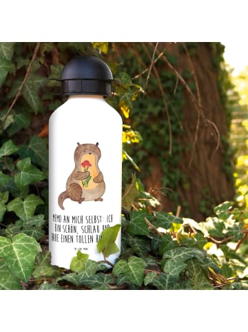 Mr. & Mrs. Panda Outdoor Trinkflasche Otter Blumenstrauß mit Spruch in Weiß