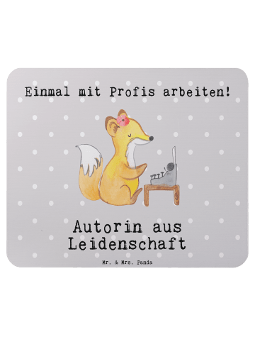 Mr. & Mrs. Panda Mouse Pad Autorin Leidenschaft mit Spruch in Grau Pastell