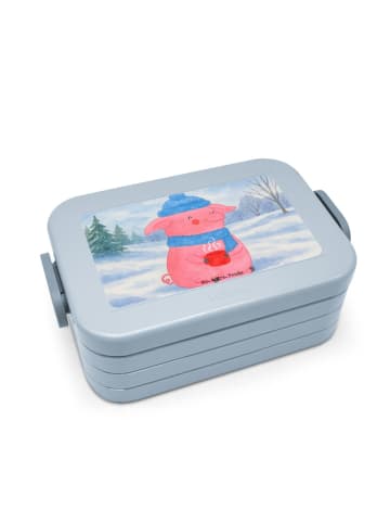Mr. & Mrs. Panda Bento Box Schweinchen Glühwein Design ohne Spruch in Blau Pastell
