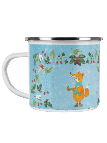 Mr. & Mrs. Panda Camping Emaille Tasse Fuchs Keksdose ohne Spruch in Eisblau