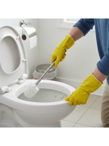 relaxdays 12 x WC-Bürste-Set in Weiß/ Silber - (L)35,5 x (Ø)8 cm