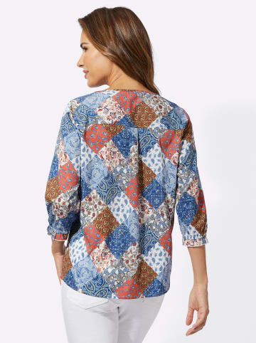 Sieh an! Druckbluse in taubenblau-terra-bedruckt