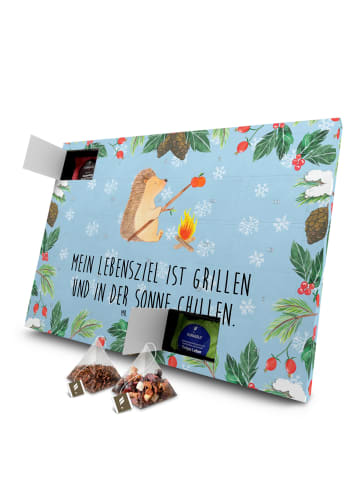 Mr. & Mrs. Panda Adventskalender Igel Grillen mit Spruch in Eisblau