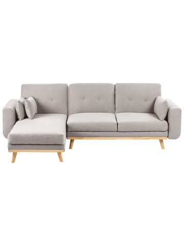 Beliani 4-tlg 3-Sitzer Sofa KAARINA in Grau/Braun rechtsseitig