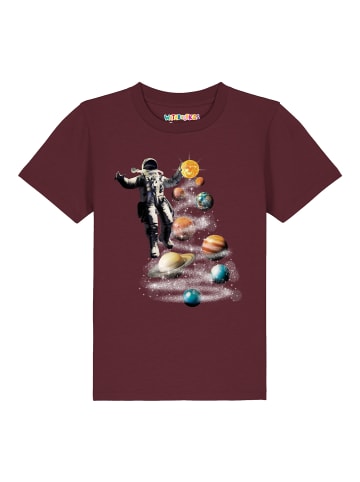 wat? Apparel T-Shirt Weltraumreise in Weinrot