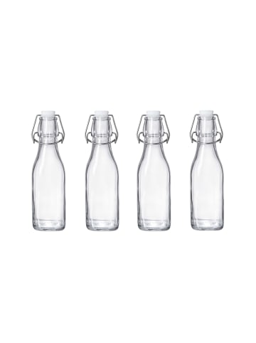 Butlers 4x Flasche mit Bügelverschluss 250ml SWING in Transparent