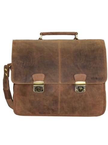 Greenburry Vintage Aktentasche Leder 42 cm Laptopfach braun