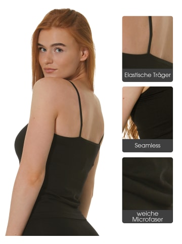 Yenita® Spaghetti Top - Unterhemd 4er Set Träger Top in schwarz