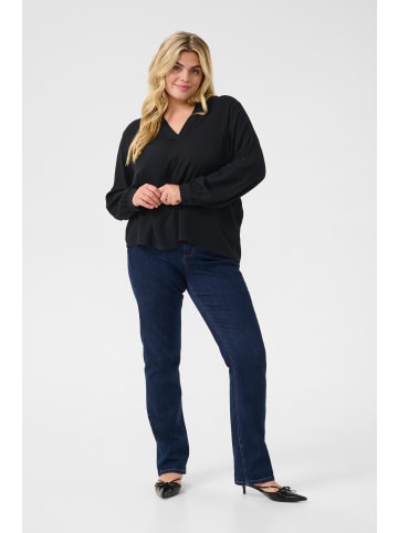 KAFFE curve Langarm-Bluse KCmolly in Black Deep