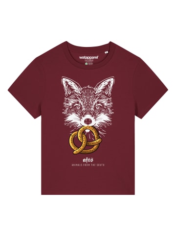 wat? Apparel T-Shirt [#afts] Fuchs in Weinrot