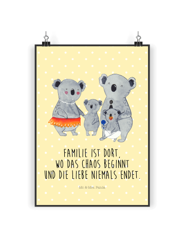 Mr. & Mrs. Panda Bild Koala Familie mit Spruch in Gelb Pastell