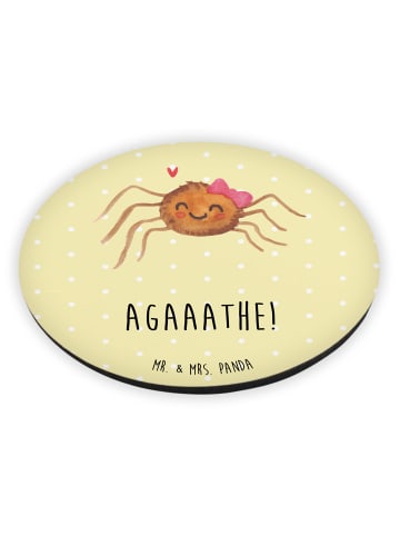 Mr. & Mrs. Panda Rund Magnet Spinne Agathe Freude mit Spruch in Gelb Pastell