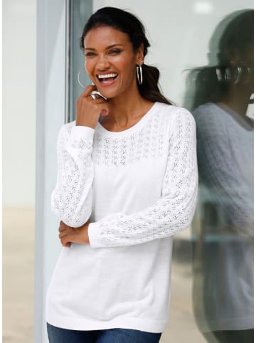 Sieh an! Ajour-Pullover in weiß