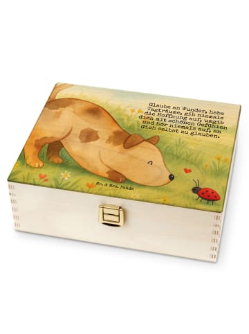 Mr. & Mrs. Panda Teebox Hund Marienkäfer Design mit Spruch in Weiß