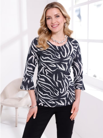 Sieh an! 3/4-Arm-Shirt in schwarz-weiß-bedruckt