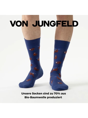 von Jungfeld Gemusterte Socken Faultier Icon in Blau