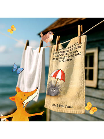 Mr. & Mrs. Panda Handtuch Seeigel Design mit Spruch in Weiß
