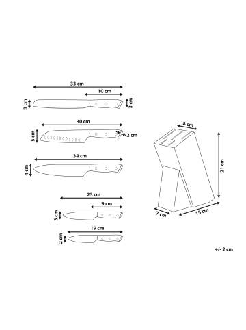 Beliani 6-tlg Küchenmesser-Set IKEDA in Schwarz