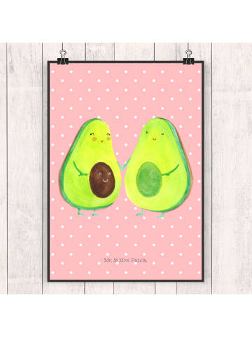 Mr. & Mrs. Panda Bild Avocado Pärchen ohne Spruch in Rot Pastell