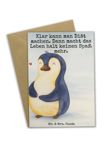 Mr. & Mrs. Panda Glückwunschkarte Pinguin Diät Design mit Spruch in Weiß
