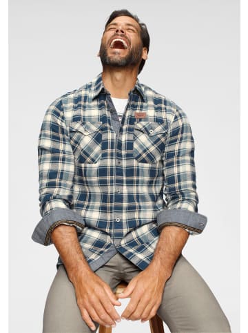 ARIZONA Flanellhemd in blau-ecru-beige