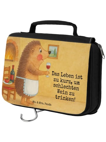Mr. & Mrs. Panda Kulturtasche Igel Wein Design mit Spruch in Weiß