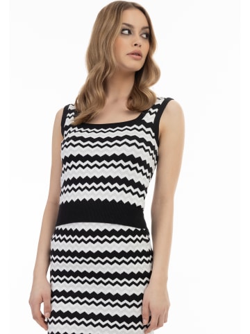 faina Damen Strick Tank Top in Schwarz Weiss