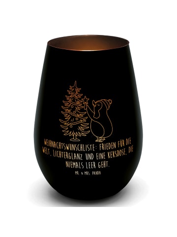 Mr. & Mrs. Panda Gold Windlicht Pinguin Weihnachtsbaum mit Spruch in Schwarz