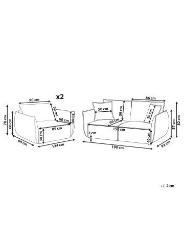 Beliani 3-tlg Sitzgruppe KUNES in Beige