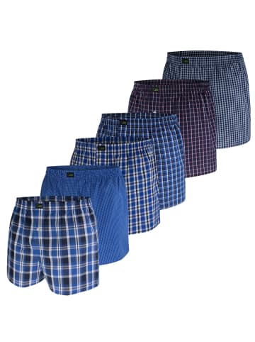 green panther Webboxershorts 6er Pack in Navy / Blau / Karo