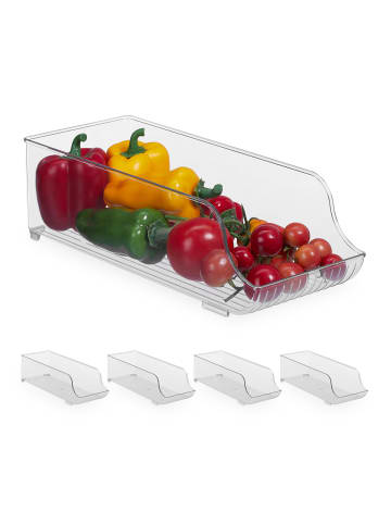 relaxdays 5 x Kühlschrank Organizer in Transparent - (B)14 x (H)10,5 x (T)35 cm