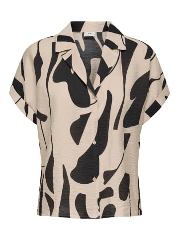 JACQUELINE de YONG Hemd Bluse mit Design Muster Kurzarm Knopfleiste in Braun