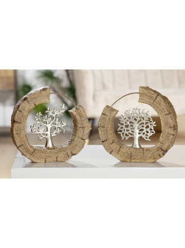 GMD Living 2er Set Polyskulptur Lebensbaum in Natur / Silber