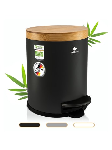 Exitoso EXITOSO Tretmülleimer mit Softclose-Deckel aus Bambus, 5 l - ideal für Bad & C