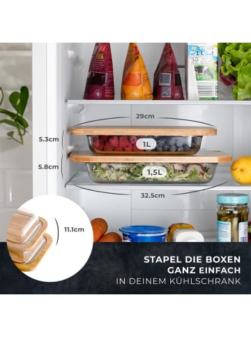 Exitoso EXITOSO Holz Multifunktionsbrett - mit Glaskuppel - 2er Set - Frischhaltebehält