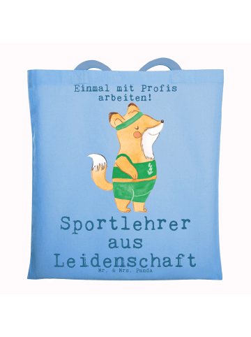 Mr. & Mrs. Panda Einkaufstasche Sportlehrer Leidenschaft mit Spruch in Sky Blue