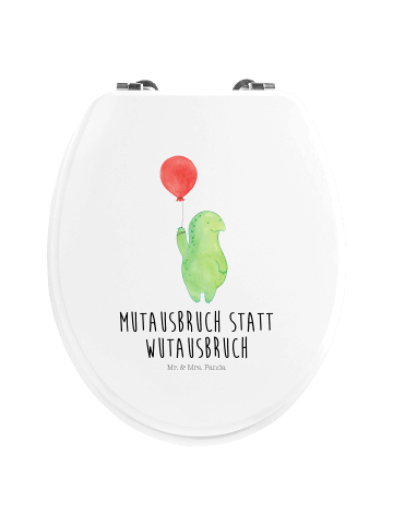 Mr. & Mrs. Panda Motiv WC Sitz Schildkröte Luftballon mit Spruch in Weiß