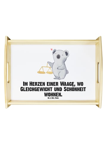 Mr. & Mrs. Panda Serviertablett Waage Astrologie mit Spruch in Weiß