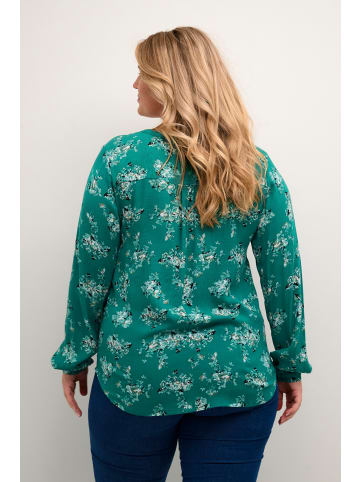 KAFFE curve Langarm-Bluse KCami Regular fit in Green Detailed Flower Print