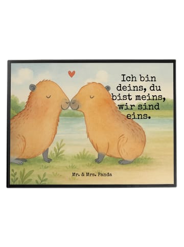 Mr. & Mrs. Panda Tischschutzmatte Capybara Liebe Design mit Spruch in Weiß