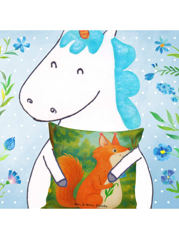 Mr. & Mrs. Panda Sofa Kissen Eichhörnchen Blume Design ohne Spruch in Weiß