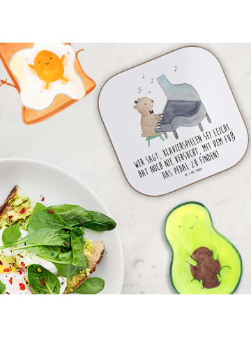 Mr. & Mrs. Panda Bierdeckel Klavier Herausforderung mit Spruch in Weiß